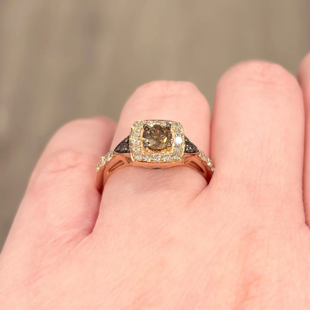 LeVian Chocolate Diamond Ring: 14K Rose Gold, SI2 Brown Diamond Solitaire - Picture 9 of 14
